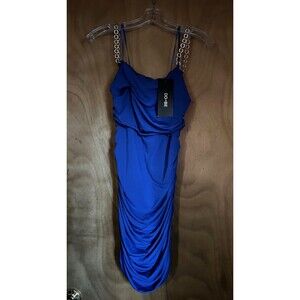 Brand New w Tags Do+Be Paris Blue Cinched Dress w Jeweled Straps Size Medium